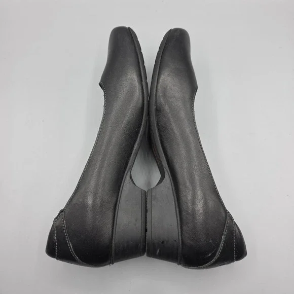 Taos Debut Shoes Womens 8 Black Leather Comfort Low Heel Slip On Cushioned - Picture 8 of 14